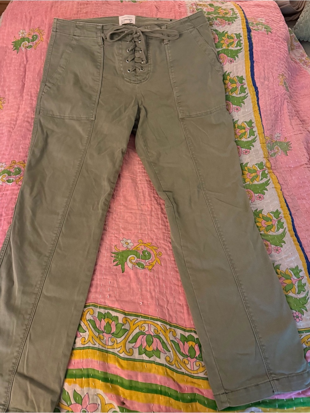 Sanctuary Olive Green Lace-Up Utility Joggers